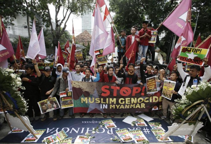 Indonesians protest at Myanmar embassy over Rohingya cause