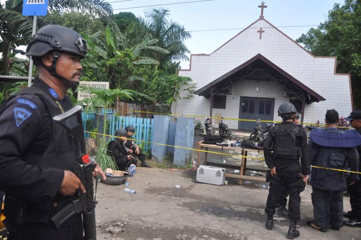 Four children injured in suspected militant attack on Indonesia church