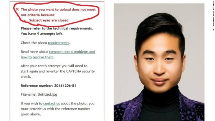 Passport robot thinks this Asian man’s eyes are closed!!!