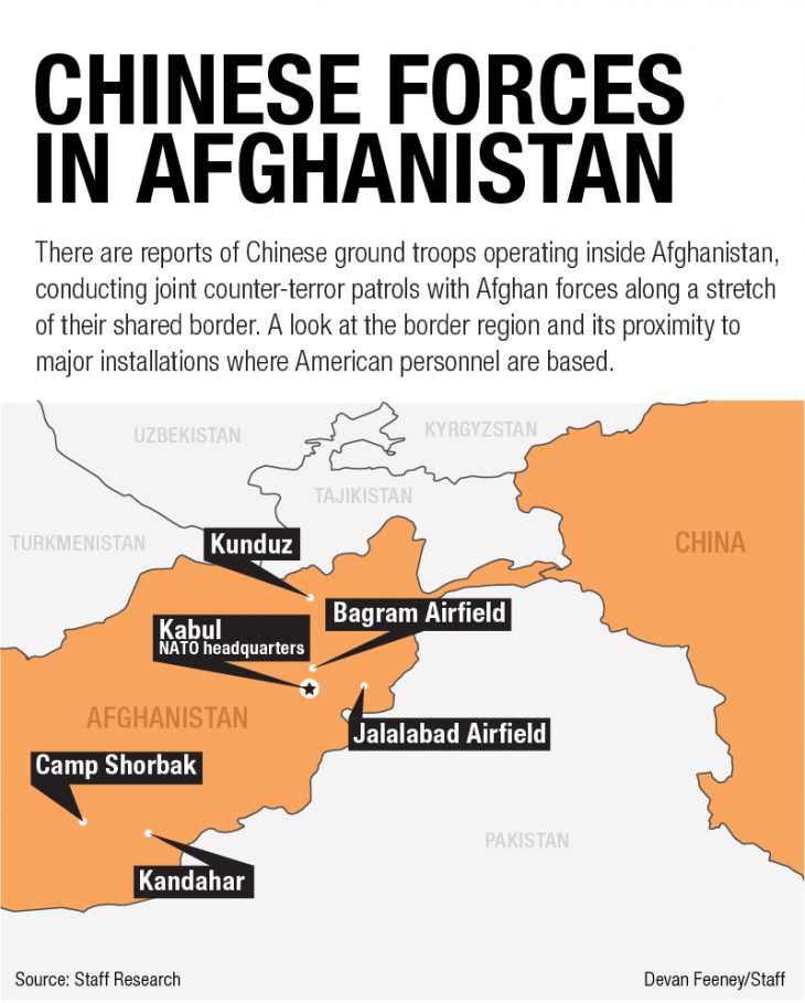 Chinese troops appear to be operating in Afghanistan, and the Pentagon is OK with it
