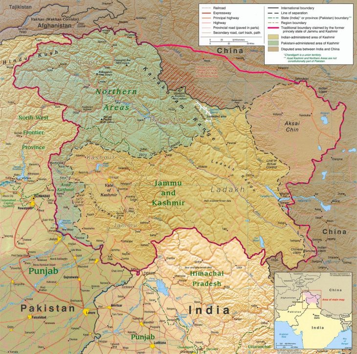 What is the correct map of Jammu & Kashmir of India? Maps show half of Jammu & Kashmir controlled by China and Pakistan, Where exactly is the military border of India?