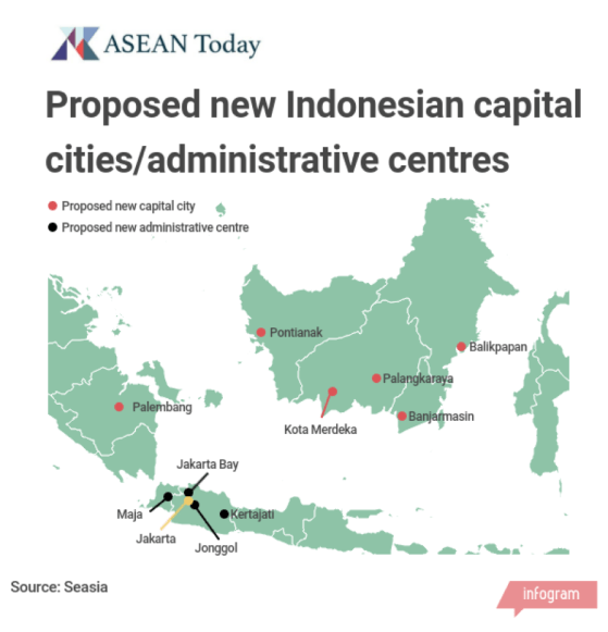 Look at possible locations map: Indonesia plans to relocate its capital from Jakarta