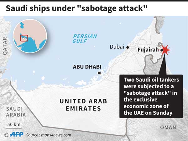 Saudi oil tankers attacked off UAE amid Iran tensions