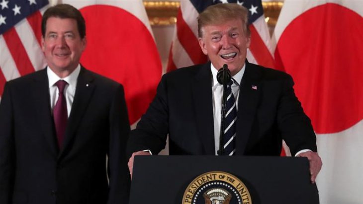 Trump opens state visit to Japan with jab at trade imbalance