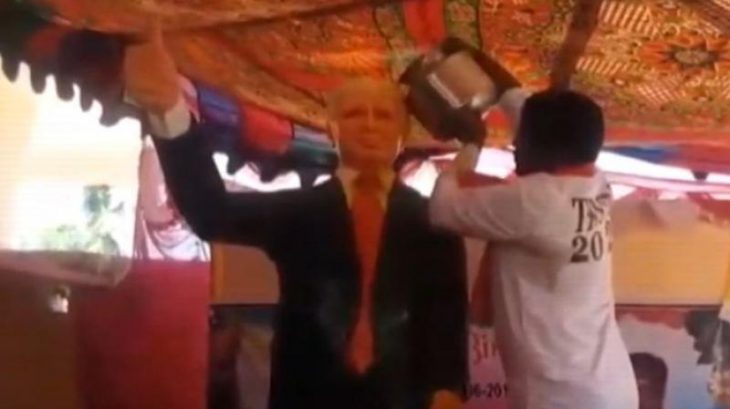 Insane practise in Hyderabad: Man worships Donald Trump in Telangana, erects statue