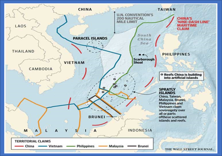 Vietnam ((2,360 acres (955 ha)) and China ((4,650 acres (1881.7 ha)) compete to build South China Sea Islands