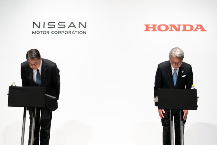 Nissan, walking down the road of insolvency, saved by Honda in a merger and to create world’s no. 3 automaker