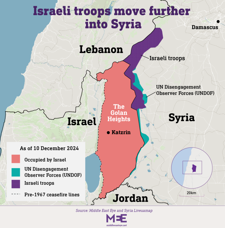 Israelis occupy highest peak of Syria – the Mount Hermon and 700 sq. km. Netanyahu says “for forseeable future”