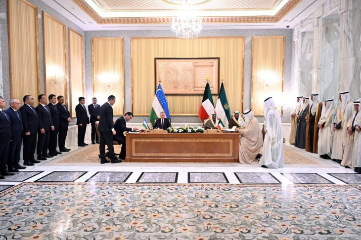 President of Uzbekistan is on an offical visit to Kuwait, discuss strengthening bilateral relations across multiple sectors