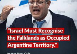 Israeli minister Itamar Ben-Gvir called for Israel to officially recognize Argentina’s sovereignty over the Falkland Islands