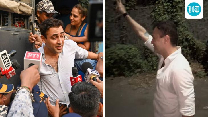 After his release from detention, actor Imran Khan waves Jai Hind